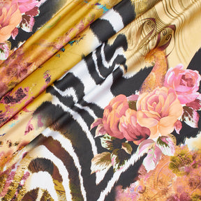 Exotic Abstract Animal Print Floral Printed Silk Charmeuse Fabric SV581998 1
