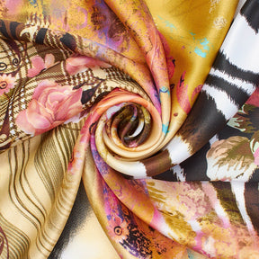 Exotic Abstract Animal Print Floral Printed Silk Charmeuse Fabric SV581998 2