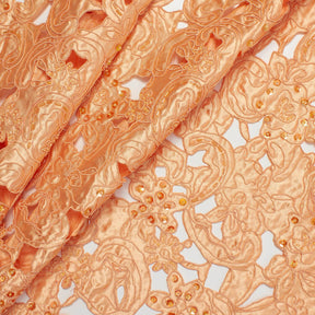 Peach Corded Floral Taffeta Fabric SV580937 1