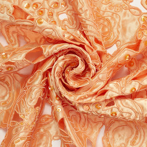 Peach Corded Floral Taffeta Fabric SV580937 2