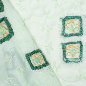 Geometric Floral Embroidery On Georgette Fabric SV580977 Mint 1
