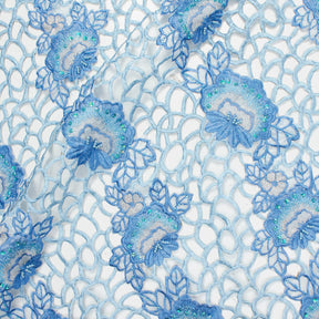 Rhinestone Beaded Floral Embroidery Mesh Fabric SV581020 1