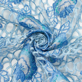 Rhinestone Beaded Floral Embroidery Mesh Fabric SV581020 2