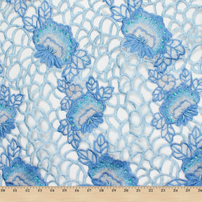 Rhinestone Beaded Floral Embroidery Mesh Fabric SV581020 3