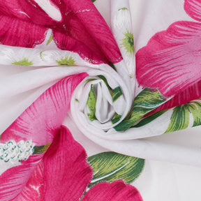 Hibiscus Floral Printed Glitter Voile Fabric SV581685 Fuchsia 2