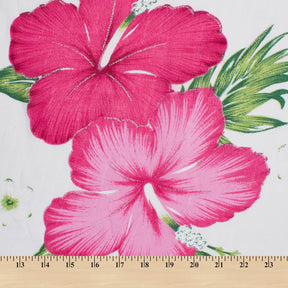 Hibiscus Floral Printed Glitter Voile Fabric SV581685 Fuchsia 3