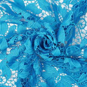 Floral Vine Guipure French Venice Lace Fabric SV581014 Turquoise 2