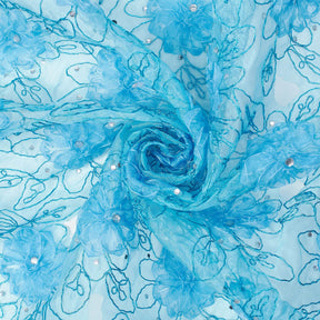 Floral Ribbon Embroidery On Metallic Organza Fabric SV581013 2