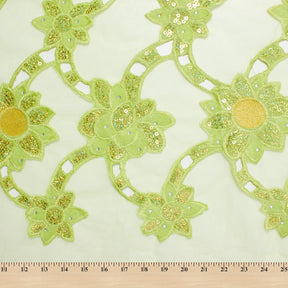 Floral Sequin Velvet On Mesh Fabric SV580971 4