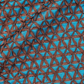 Black Geometric Ribbon On Taffeta Fabric SV581007 Turquoise 1