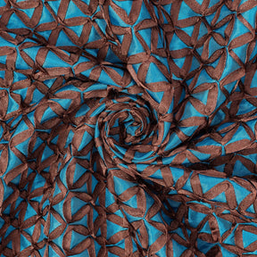 Black Geometric Ribbon On Taffeta Fabric SV581007 Turquoise 2