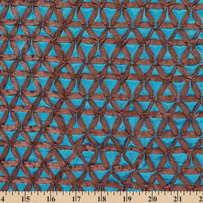 Black Geometric Ribbon On Taffeta Fabric SV581007 Turquoise 3