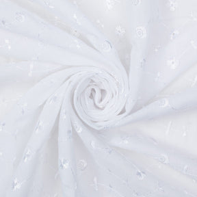 White Bud Floral Cotton Eyelet Fabric SV576238 2