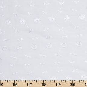 White Bud Floral Cotton Eyelet Fabric SV576238 3