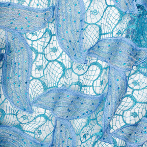 Embroidered Rhinestone Leaves On Chemical Mesh Fabric SV581072 1