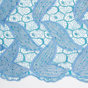 Embroidered Rhinestone Leaves On Chemical Mesh Fabric SV581072 3