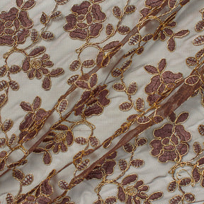 Brown Metallic Corded Tulip Lace Fabric SV576531 1