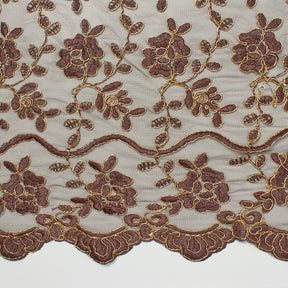 Brown Metallic Corded Tulip Lace Fabric SV576531 2