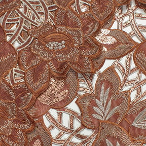 Spring Floral Leaf Lace Fabric SV576511 Brown 3
