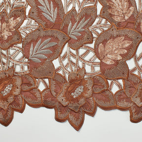 Spring Floral Leaf Lace Fabric SV576511 Brown 5
