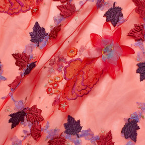 Red Blossom Floral Patch Double Layer Organza Fabric SV576443 1