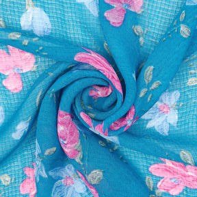 Spring Floral Printed Georgette Fabric SV581638 Turquoise 3