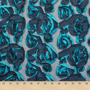 Two Tone Taffeta Rosette On Mesh Fabric SV581203 3