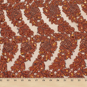 Beaded Sequin Leaf Embroidery On Mesh Fabric SV581177 4