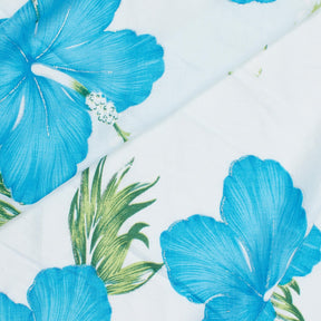 Hibiscus Floral Printed Glitter Voile Fabric SV581684 Blue 1