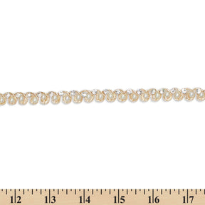8 Millimeter Beaded Rhinestones Metallic Cording On Mesh SV581916 Beige A9