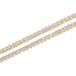 8 Millimeter Beaded Rhinestones Metallic Cording On Mesh SV581920 Champagne A1