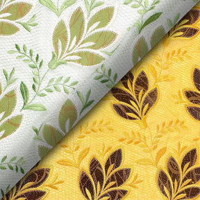 Gold Sparkled Mint Leaves Metallic Embroidery Lace Fabric Group