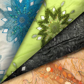 Double Layered Embroidery Pearl With Sequin On Organza Fabric Group
