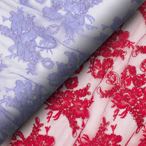 Corded Floral Embroidery On Mesh Fabric Group