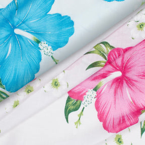 Hibiscus Floral Printed Glitter Voile Fabric Group