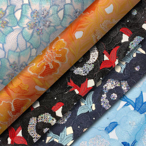 Floral Organza Embroidery Lace With Sequins Fabric Group