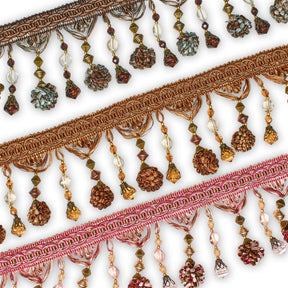 Beaded Pom Ball Tassel Fringe Trim Group