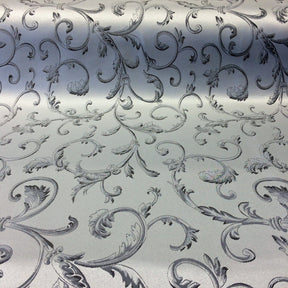 Extra Wide Vine Upholstery Jacquard Fabric SV571053 White / Black 3