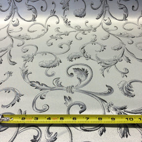 Extra Wide Vine Upholstery Jacquard Fabric SV571053 White / Black 4