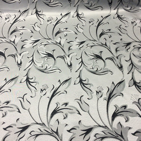 Extra Wide Vine Upholstery Jacquard Fabric SV571053 White / Black 1