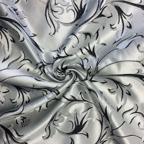 Extra Wide Bloom Upholstery Jacquard Fabric SV571052 White / Black 2