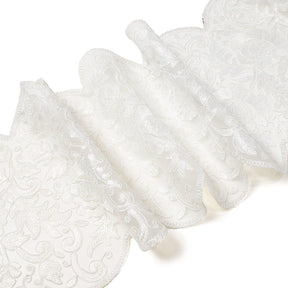 Floral Sequin Embroidery On 8 Inch Corded Mesh Lace Trim Fabric SV582868 White Image A3