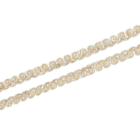 8 Millimeter Beaded Rhinestones Metallic Cording On Mesh SV581918 Antique Gold A2