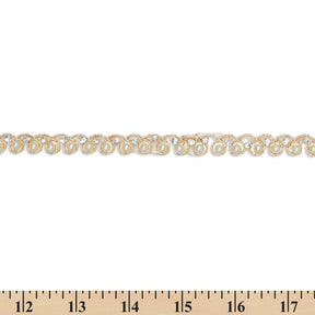 8 Millimeter Beaded Rhinestones Metallic Cording On Mesh SV581918 Antique Gold A2