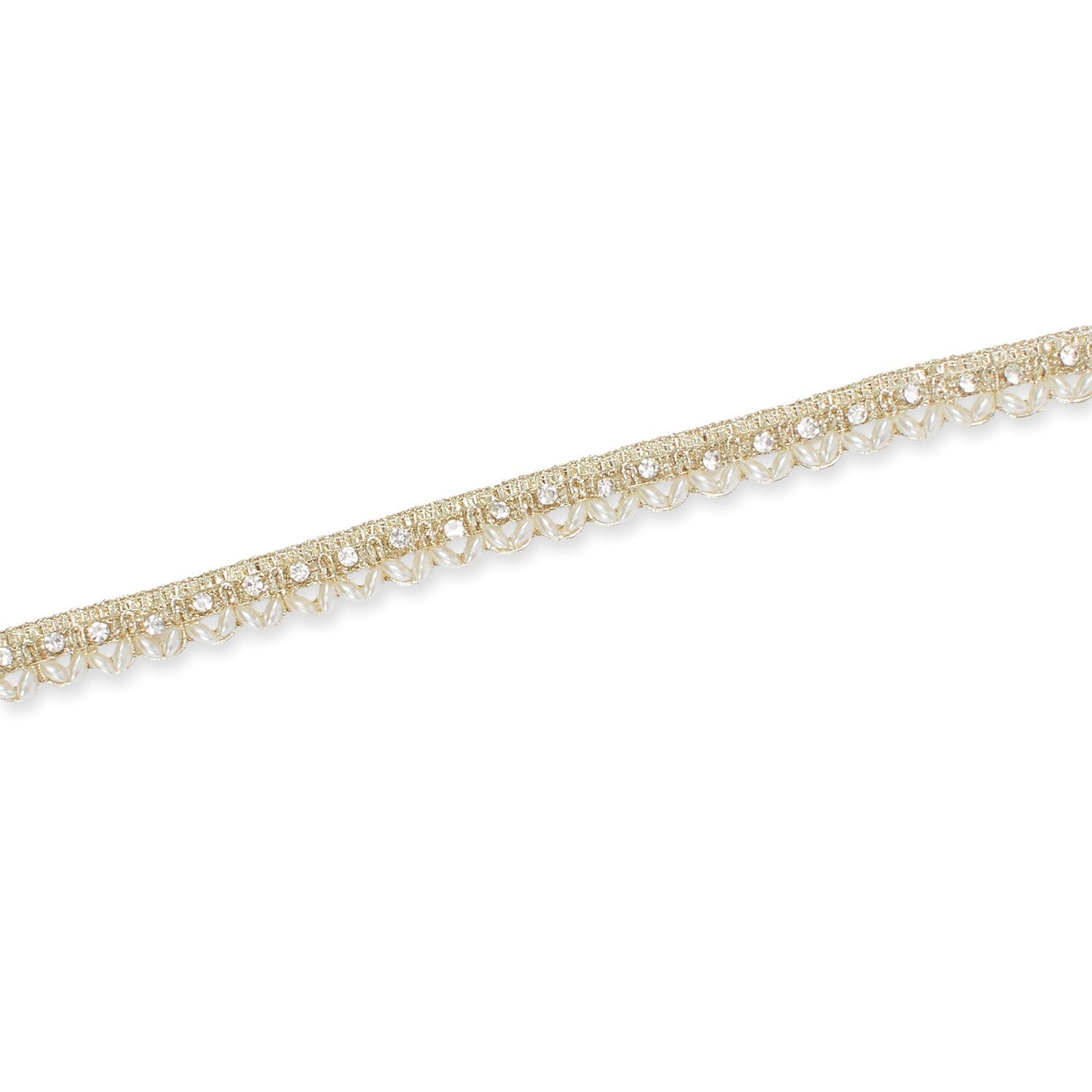 1/2 Inch Beaded Rhinestone Metallic Corded Ribbon Fabric Trim SV582729 Gold Image A3