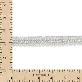 3/4 Inch Pearly Beaded Rhinestone Metallic Corded Fabric Trim SV582738 Silver Image A9