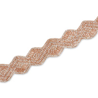 1.25 Inch Beaded Rhinestone Glitter Infused Iron On Scalloped Mesh Fabric Trim SV582901 Peach Image A3