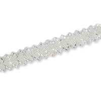 1.25 Inch Pearly Rhinestone Glitter Infused Iron On Scalloped Mesh Fabric Trim SV583002 Silver Image A3