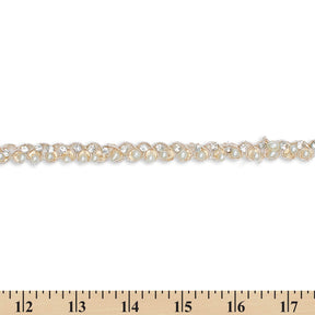 8 Millimeter Beaded Rhinestones Metallic Cording On Mesh SV581919 Silver A9