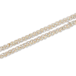 8 Millimeter Beaded Rhinestones Metallic Cording On Mesh SV581919 Silver A1